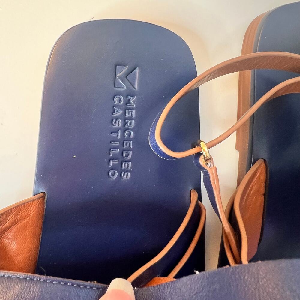 MERCEDES CASTILLO Adria Napa Thong Flat Sandals Blue 10 1/2 - Picture 5 of 8